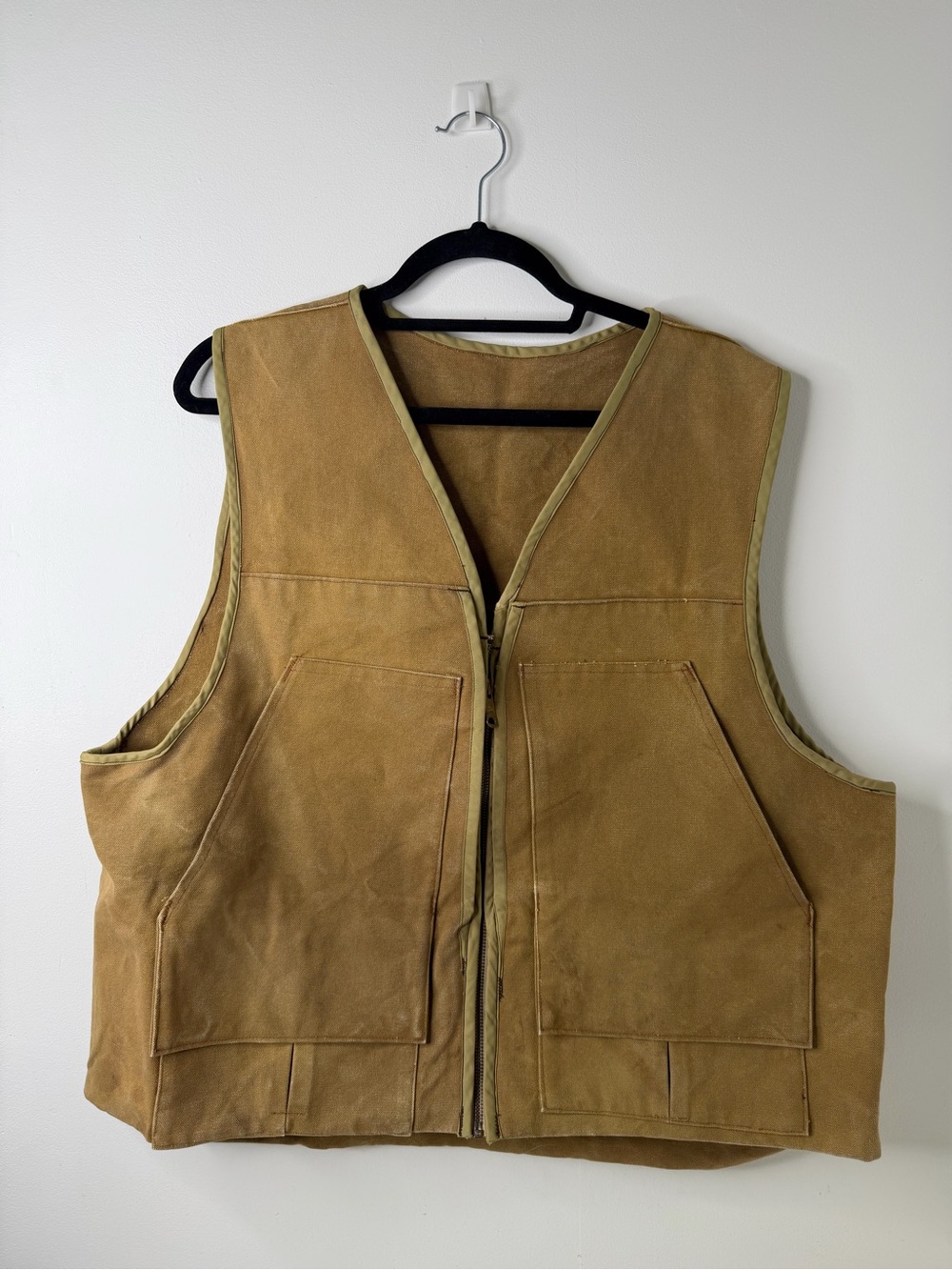 Vintage Heavyweight Duck Canvas Upland Hunting Vest with Zip Game Bag size L/XL